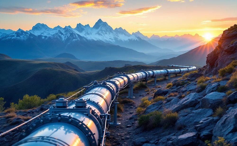 Pipeline through mountains